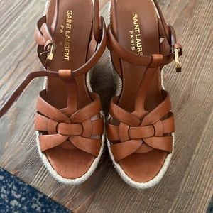 Saint Laurent TRIBUTE ESPADRILLES WEDGE IN SMOOTH LEATHER